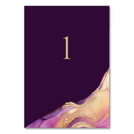 Numeração De Mesa Abstrato Roxo e Casamento Elegante Dourado Moderno