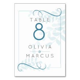 Numeração De Mesa Acentos de Teal Azul Moderno Acentos Azuis Pálidos