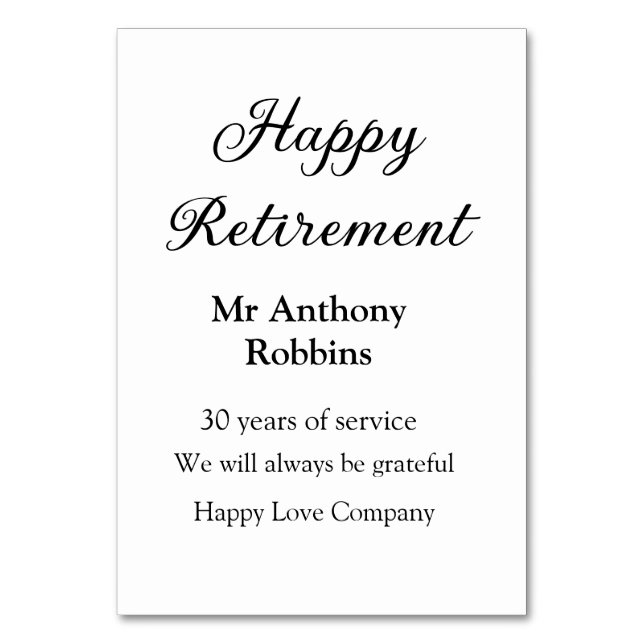 Numeração De Mesa Adição de aposentadoria feliz anos de serviço apos (Frente)