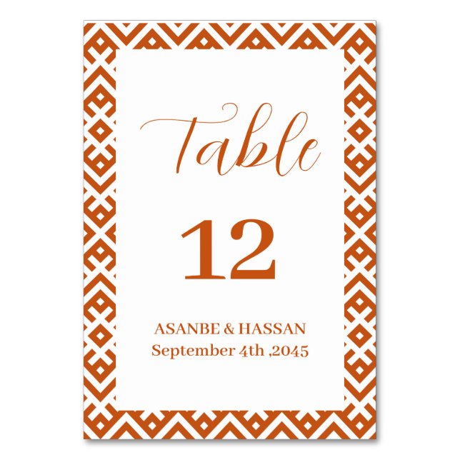 Numeração De Mesa African Ethnic Pattern Border Wedding  (Frente)