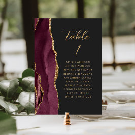 Numeração De Mesa Ágata Borgonha Dourado Moderno Casamento Sombrio