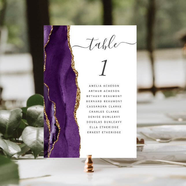 Numeração De Mesa Ágata Dourada Roxa Casamento (Criador carregado)