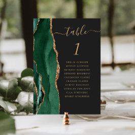 Numeração De Mesa Ágata Dourada Verde Esmeralda Casamento Escuro