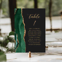 Numeração De Mesa Ágata Esmeralda Verde Dourado Moderno Casamento Sc