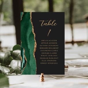 Numeração De Mesa Ágata Esmeralda Verde Dourado Moderno Casamento Sc