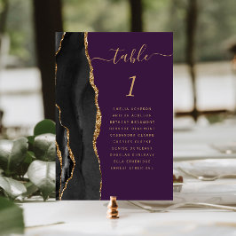 Numeração De Mesa Ágata Ouro Preto Casamento Roxo Profundo