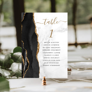 Numeração De Mesa Ágata Ouro Preto Mármore Branco Casamento