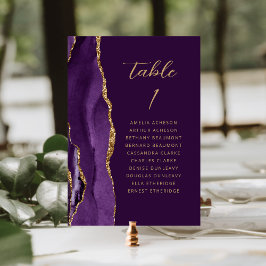 Numeração De Mesa Ágata Roxo Dourado Ameixa Moderno Script Casamento