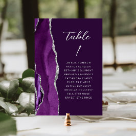 Numeração De Mesa Ágata Roxo Prata Moderno Script Ameixa Casamento