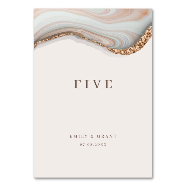 Numeração De Mesa Agate Stone Marble Table Number (Frente)