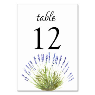 Numeração De Mesa Água-forte floral de lavanda roxa para casamento