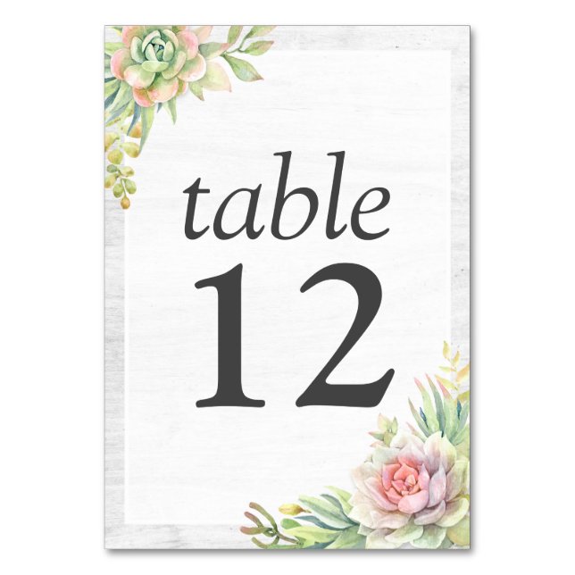 Numeração De Mesa Água-forte Rústica Suculenta Deserto Cactus Casame (Frente)