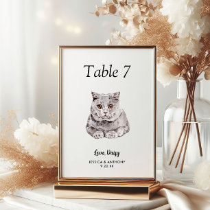 Numeração De Mesa Água-forte Simples de Gato Casamento Moderno 