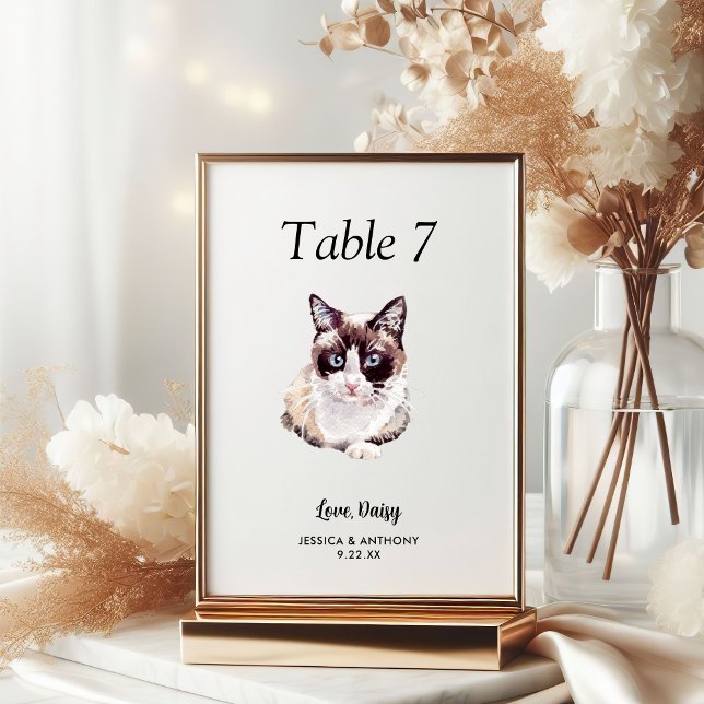 Numeração De Mesa Água-forte Simples de Gato para Casamento  (Criador carregado)