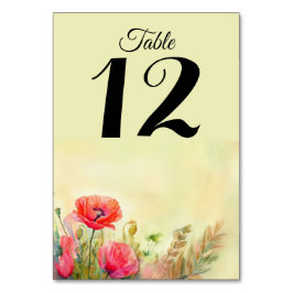 Numeração De Mesa Aguas Frescas de Papoulas em Aquarela