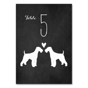Numeração De Mesa Airedale Terrier Dog Silhouettes Recepção de casam