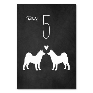 Numeração De Mesa Akita Dog Silhouettes Recepção de casamento