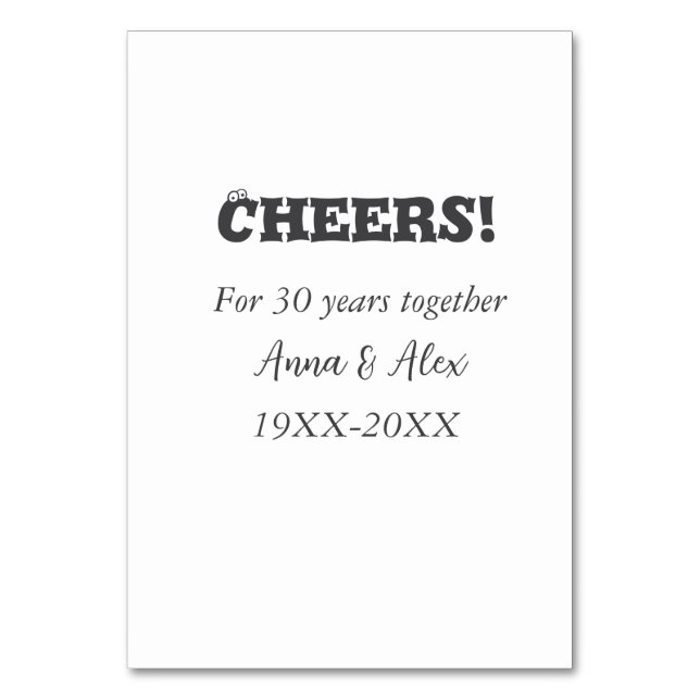 Numeração De Mesa Alegra-se a 30 anos juntos, aniversários, adicione (Frente)