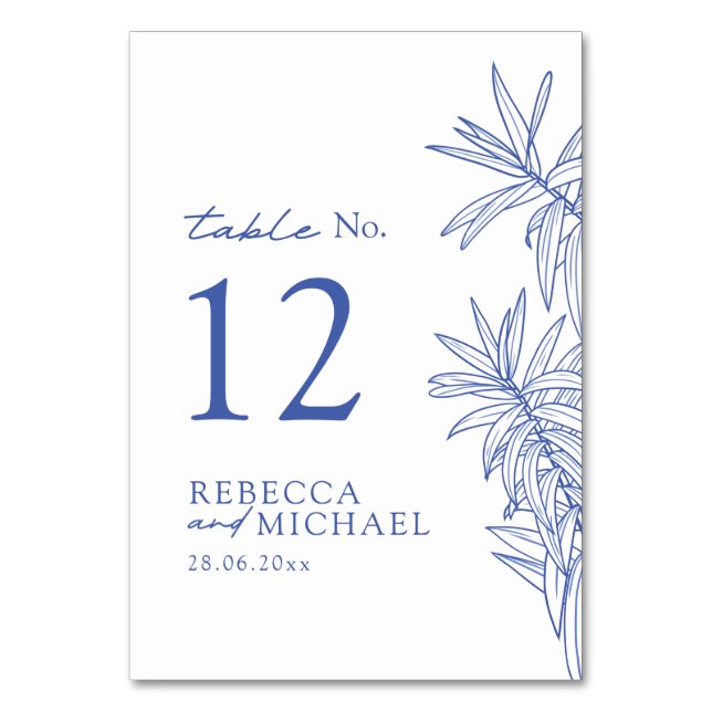 Numeração De Mesa Algo Botânico Simples Azul (Frente)