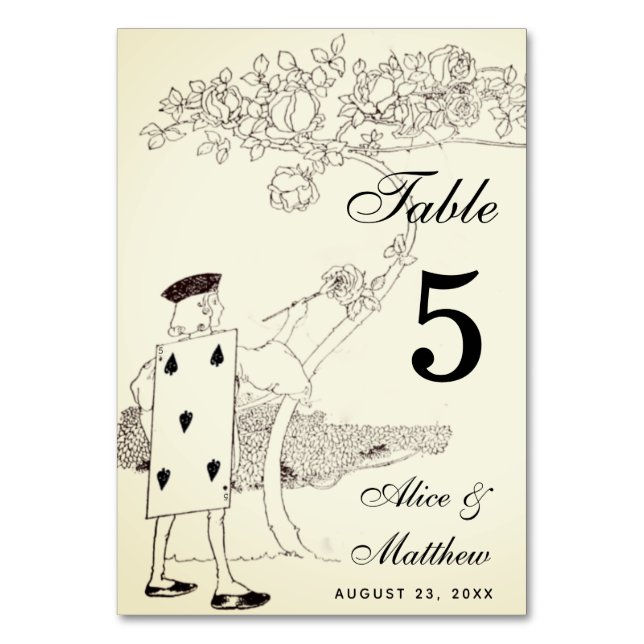 Numeração De Mesa Alice no País das Maravilhas 5 Carta de Baralho Ca (Verso)