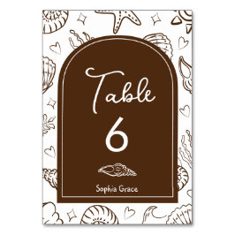 Numeração De Mesa All I Sea is Love Brown Seashells