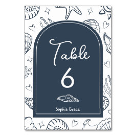 Numeração De Mesa All I Sea is Love Dark Blue Seashells