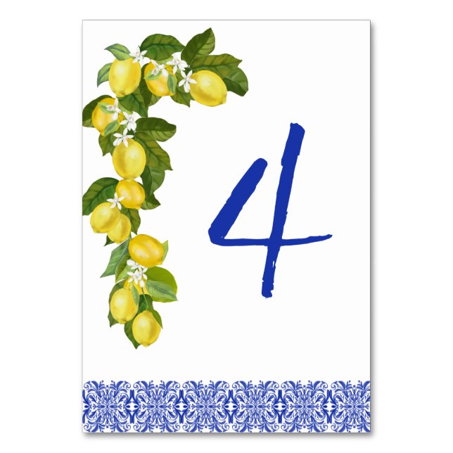 Numeração De Mesa Amalfi Coast I Italian Lemon & Blue Tile Details (Frente)