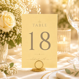 Numeração De Mesa Amarelo Manteiga Moderno Número de Mesa de Casamen