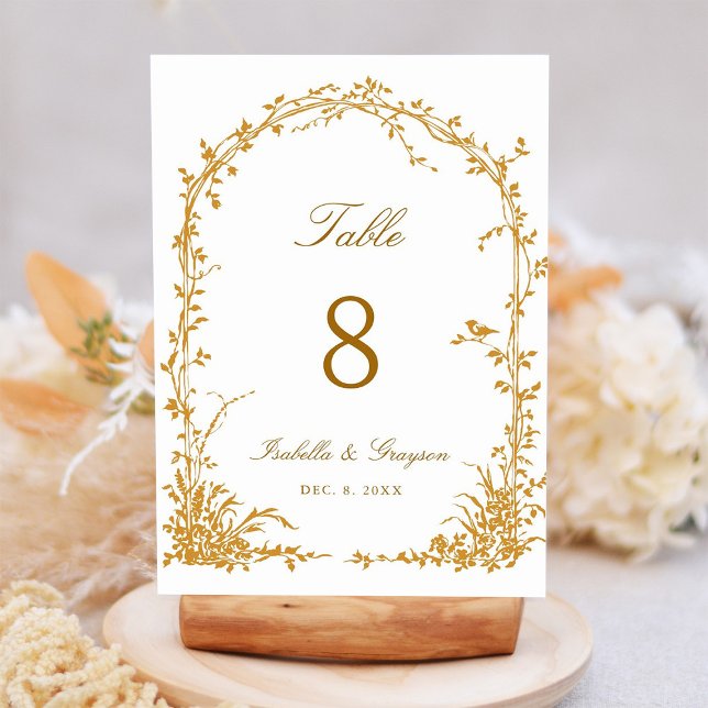 Numeração De Mesa Amber Romantic Botanical Arch Garden Wedding (Criador carregado)