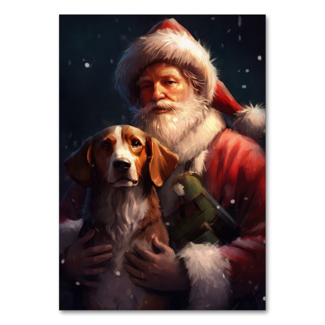 Numeração De Mesa American English Foxhound Santa Claus Natal (Frente)