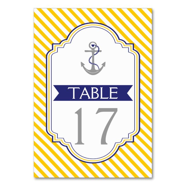 Numeração De Mesa Anchor amarelo, branco da mesa de náuticas (Verso)