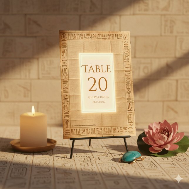 Numeração De Mesa Ancient Papyrus Gold Hieroglyphs Egyptian Wedding (Criador carregado)