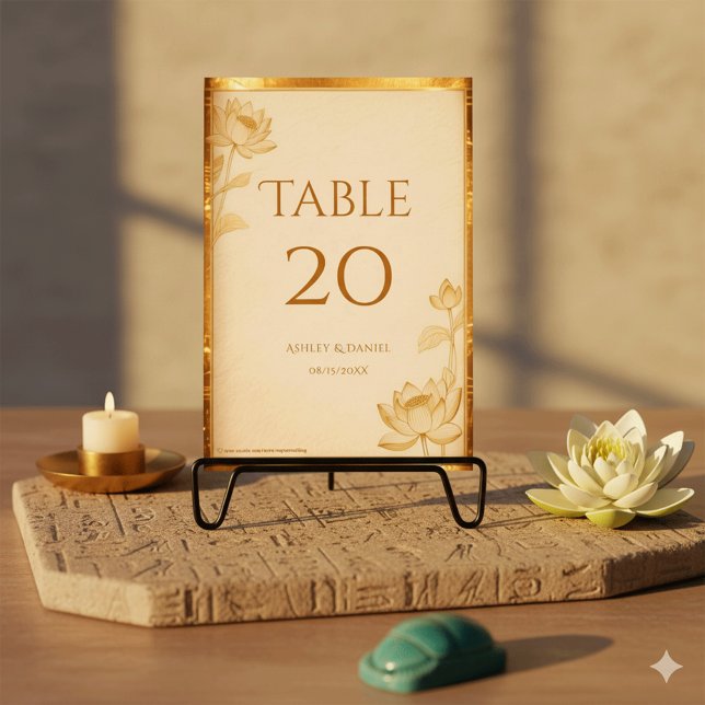 Numeração De Mesa Ancient Papyrus Luxury Gold Lotus Egyptian Wedding (Criador carregado)