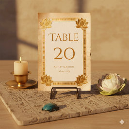 Numeração De Mesa Ancient Papyrus Royal Gold Lotus Egyptian Wedding
