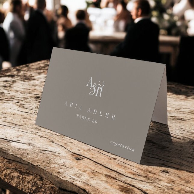 Numeração De Mesa ANDREA Rustic Taupe Minimal Wedding Place Cards (ANDREA Rustic Taupe Minimal Wedding Place Cards)