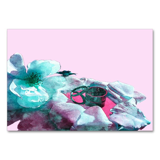 Numeração De Mesa Anéis com pétalas de rosa branca (Frente)