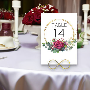 Numeração De Mesa Anéis Geométricos de Ouro Rosa Vermelha Casamento