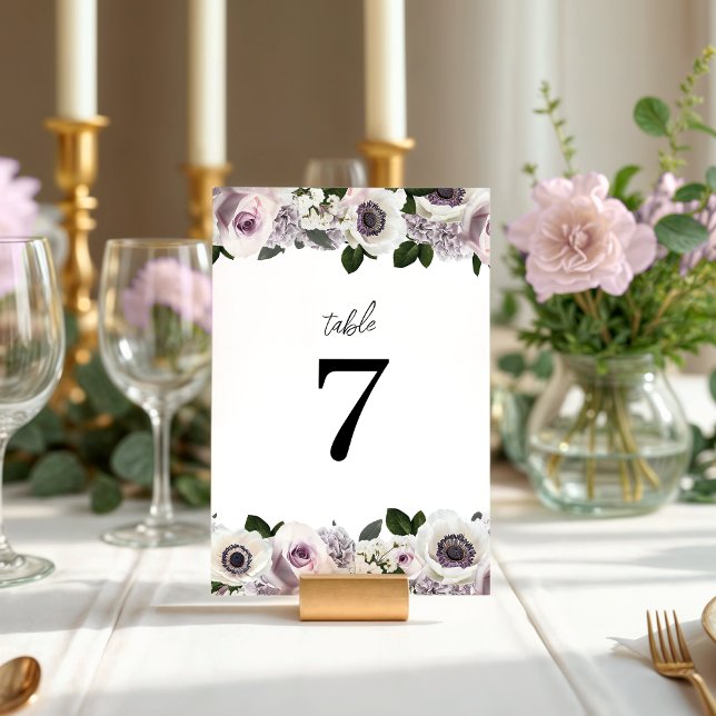 Numeração De Mesa Anêmona Branca e Chá de panela Floral Roxo (Criador carregado)