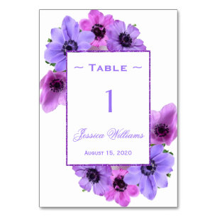 Numeração De Mesa Anêmonas Lindas Florais de Aniversário