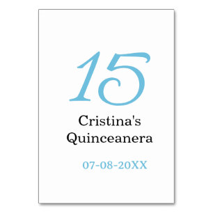 Numeração De Mesa aniversário de 15 anos da quinceanera azul preto l