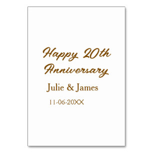Numeração De Mesa Aniversário de 20 anos feliz marrom dourado nome d