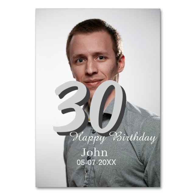 Numeração De Mesa aniversário de 30 anos adiciona nome data ano ano  (Frente)