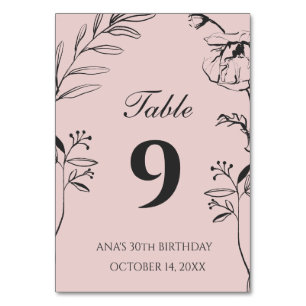 Numeração De Mesa Aniversário de 30 anos Floral Minimalista Bege e C