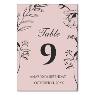 Numeração De Mesa Aniversário de 30 anos Floral Minimalista Bege e C