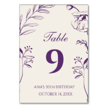 Aniversário de 30 anos Floral Minimalista Roxa