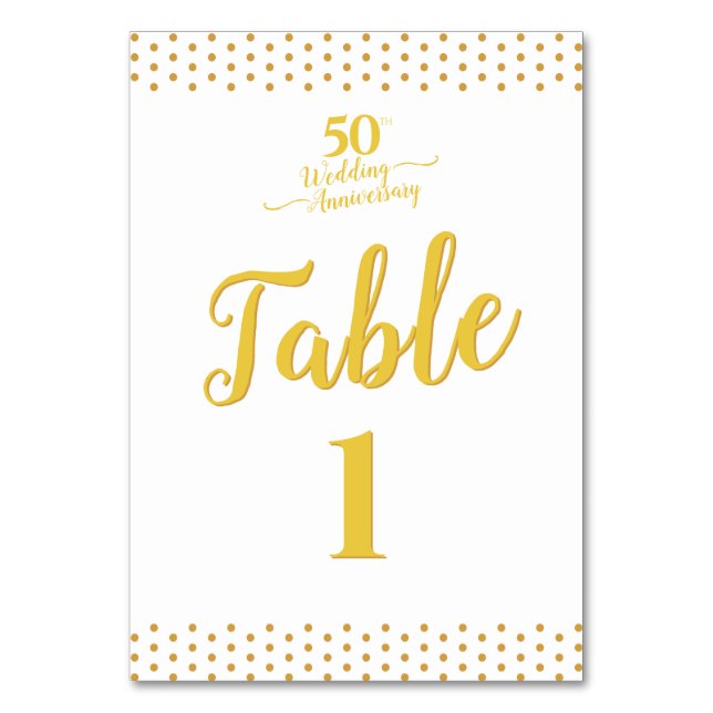 Numeração De Mesa Aniversário de 50 anos de casamento elegante (Frente)