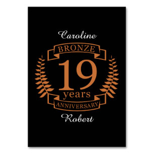 Numeração De Mesa Aniversário de casamento tradicional de Bronze, 19