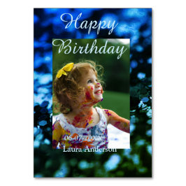 Numeração De Mesa Aniversário de criança de fotos azul verde-brilhan