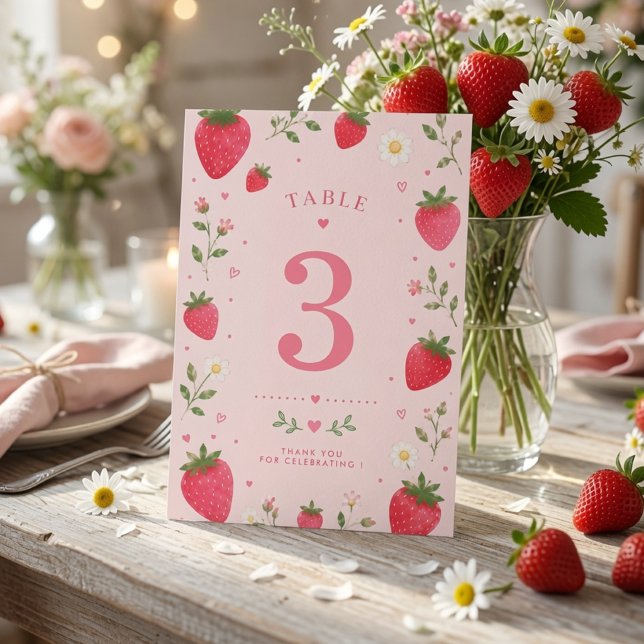 Numeração De Mesa Aniversário de Morango Doce Fruta (Criador carregado)