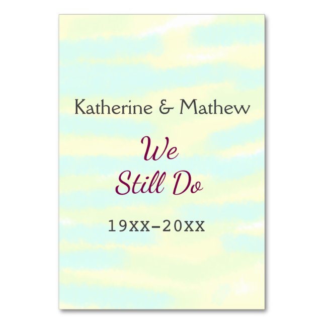 Numeração De Mesa Aniversário de renovação de Vow do greenpastel ama (Frente)